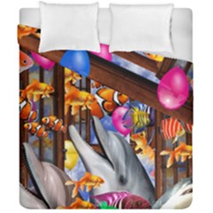 Outside The Window-swimming With Fishes Duvet Cover Double Side (California King Size)