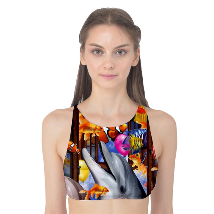 Outside The Window-swimming With Fishes Tank Bikini Top