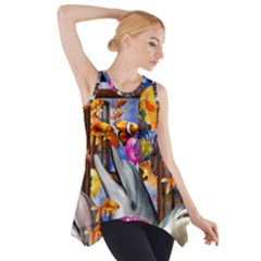 Outside The Window-swimming With Fishes Side Drop Tank Tunic