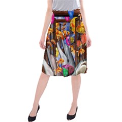 Outside The Window-swimming With Fishes Midi Beach Skirt by impacteesstreetwearcollage