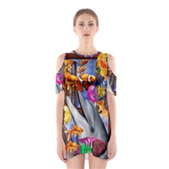 Outside The Window-swimming With Fishes Shoulder Cutout One Piece Dress