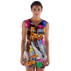 Outside The Window-swimming With Fishes Wrap Front Bodycon Dress