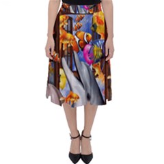 Outside The Window-swimming With Fishes Classic Midi Skirt