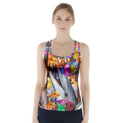 Outside The Window-swimming With Fishes Racer Back Sports Top