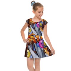 Outside The Window-swimming With Fishes Kids  Cap Sleeve Dress