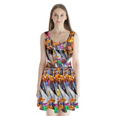 Outside The Window-swimming With Fishes Split Back Mini Dress 