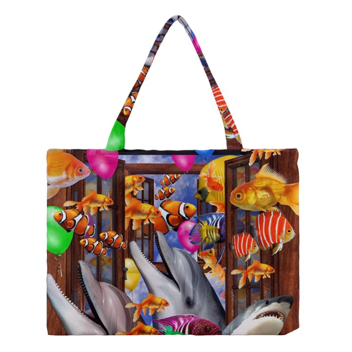 Outside The Window-swimming With Fishes Medium Tote Bag