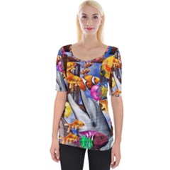 Outside The Window-swimming With Fishes Wide Neckline Tee