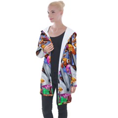 Outside The Window-swimming With Fishes Longline Hooded Cardigan