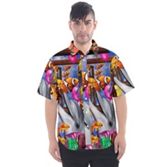 Outside The Window-swimming With Fishes Men s Short Sleeve Shirt