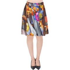 Outside The Window-swimming With Fishes Velvet High Waist Skirt