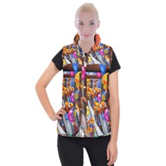 Outside The Window-swimming With Fishes Women s Button Up Vest