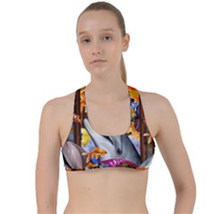 Outside The Window-swimming With Fishes Criss Cross Racerback Sports Bra