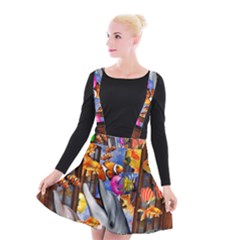 Outside The Window-swimming With Fishes Suspender Skater Skirt