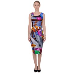 Outside The Window-swimming With Fishes Sleeveless Pencil Dress