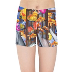 Outside The Window-swimming With Fishes Kids  Sports Shorts