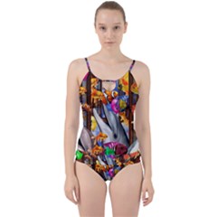 Outside The Window-swimming With Fishes Cut Out Top Tankini Set