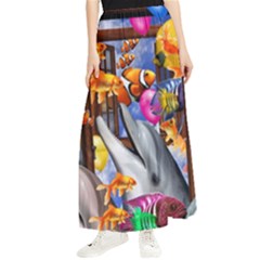 Outside The Window-swimming With Fishes Maxi Chiffon Skirt