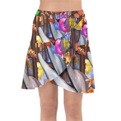 Outside The Window-swimming With Fishes Wrap Front Skirt