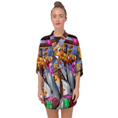 Outside The Window-swimming With Fishes Half Sleeve Chiffon Kimono