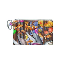 Outside The Window-swimming With Fishes Canvas Cosmetic Bag (Small)