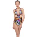 Outside The Window-swimming With Fishes Halter Front Plunge Swimsuit View1