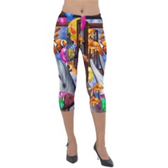 Outside The Window-swimming With Fishes Lightweight Velour Capri Leggings 