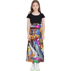 Outside The Window-swimming With Fishes Kids  Flared Maxi Skirt