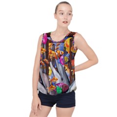 Outside The Window-swimming With Fishes Bubble Hem Chiffon Tank Top