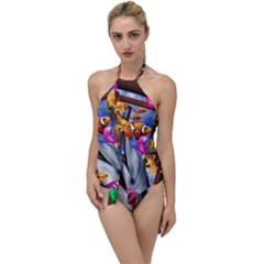 Outside The Window-swimming With Fishes Go With The Flow One Piece Swimsuit by impacteesstreetwearcollage