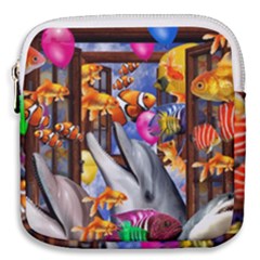 Outside The Window-swimming With Fishes Mini Square Pouch