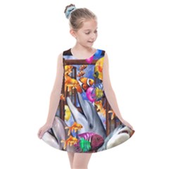 Outside The Window-swimming With Fishes Kids  Summer Dress by impacteesstreetwearcollage