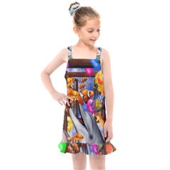 Outside The Window-swimming With Fishes Kids  Overall Dress