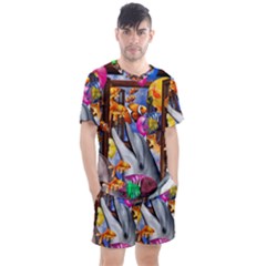 Outside The Window-swimming With Fishes Men s Mesh Tee and Shorts Set