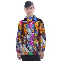 Outside The Window-swimming With Fishes Men s Front Pocket Pullover Windbreaker