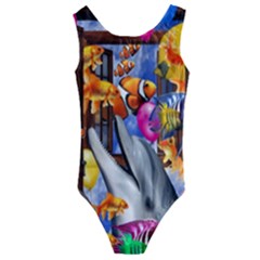 Outside The Window-swimming With Fishes Kids  Cut-Out Back One Piece Swimsuit