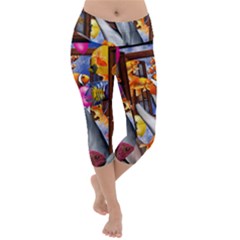 Outside The Window-swimming With Fishes Lightweight Velour Capri Yoga Leggings