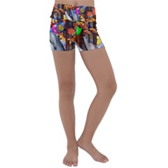 Outside The Window-swimming With Fishes Kids  Lightweight Velour Yoga Shorts