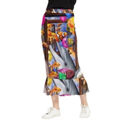 Outside The Window-swimming With Fishes Maxi Fishtail Chiffon Skirt