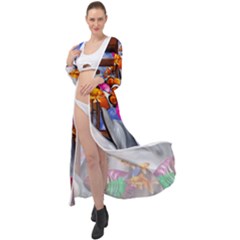 Outside The Window-swimming With Fishes Maxi Chiffon Beach Wrap