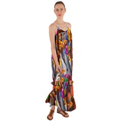 Outside The Window-swimming With Fishes Cami Maxi Ruffle Chiffon Dress