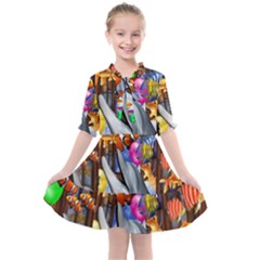 Outside The Window-swimming With Fishes Kids  All Frills Chiffon Dress