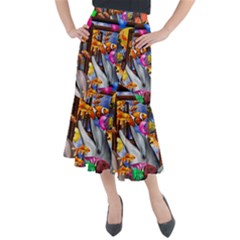 Outside The Window-swimming With Fishes Midi Mermaid Skirt