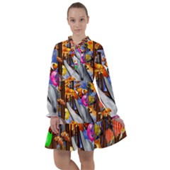 Outside The Window-swimming With Fishes All Frills Chiffon Dress