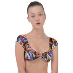 Outside The Window-swimming With Fishes Cap Sleeve Ring Bikini Top