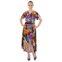 Outside The Window-swimming With Fishes Front Wrap High Low Dress