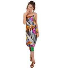 Outside The Window-swimming With Fishes Waist Tie Cover Up Chiffon Dress