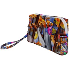 Outside The Window-swimming With Fishes Wristlet Pouch Bag (Small)