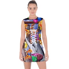 Outside The Window-swimming With Fishes Lace Up Front Bodycon Dress