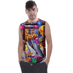 Outside The Window-swimming With Fishes Men s Regular Tank Top